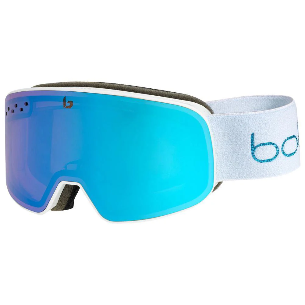 Bollé Unisex Nevada Small Ski Goggles (White Metallic /Blue Matte/Azure) - Cat 2