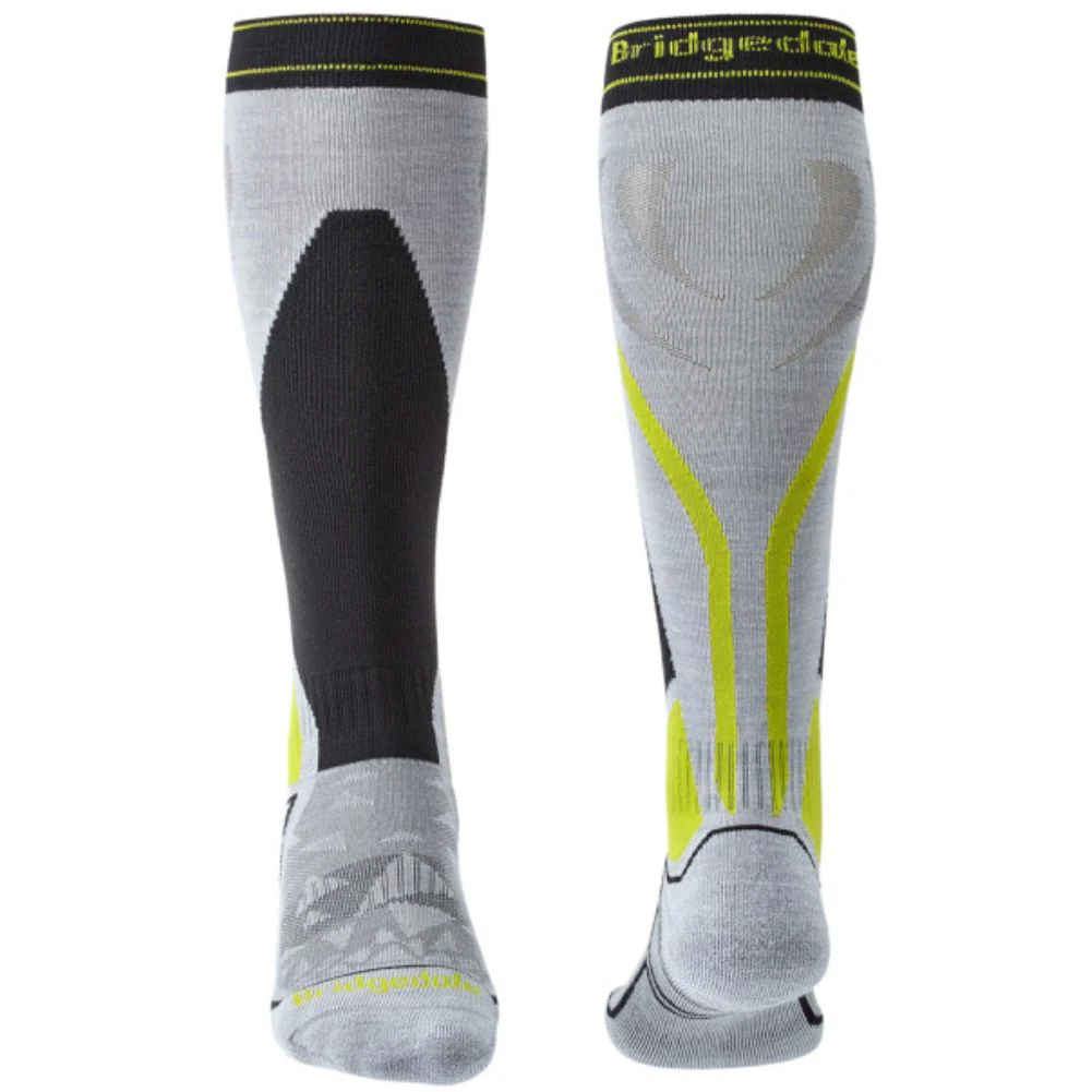Bridgedale Men's Midweight Merino Performance Over Calf Ski Socks (Lt Grey/Graphite) - Image 3