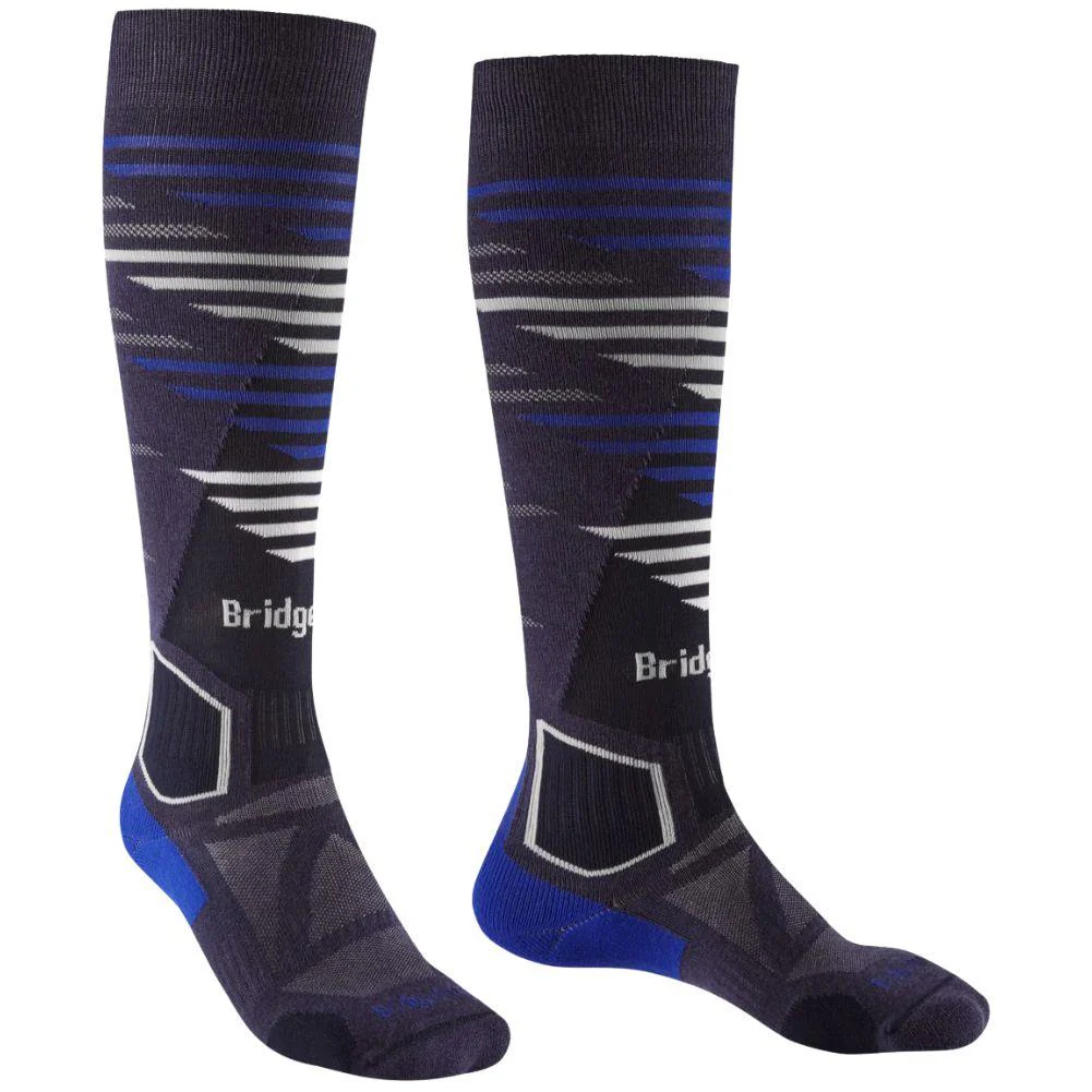 Bridgedale Men's Ski Lightweight Merino Performance Over Calf Ski Socks (Navy)