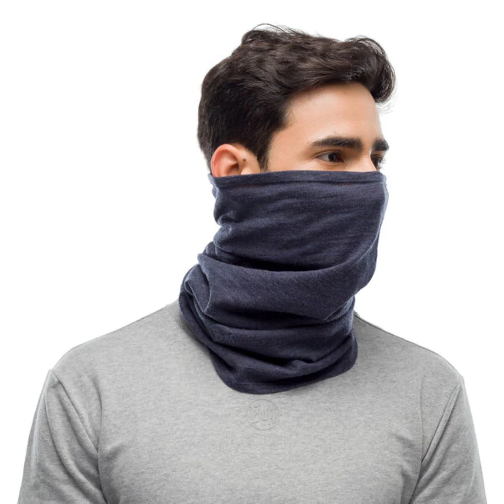 Buff Midweight Merino Wool Neckwarmer/Facecover ( Melange - Night Blue) - Image 3