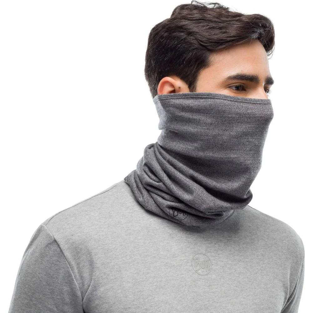 Buff Midweight Merino Wool Neckwarmer/Facecover (Light Grey Melange) - Image 3