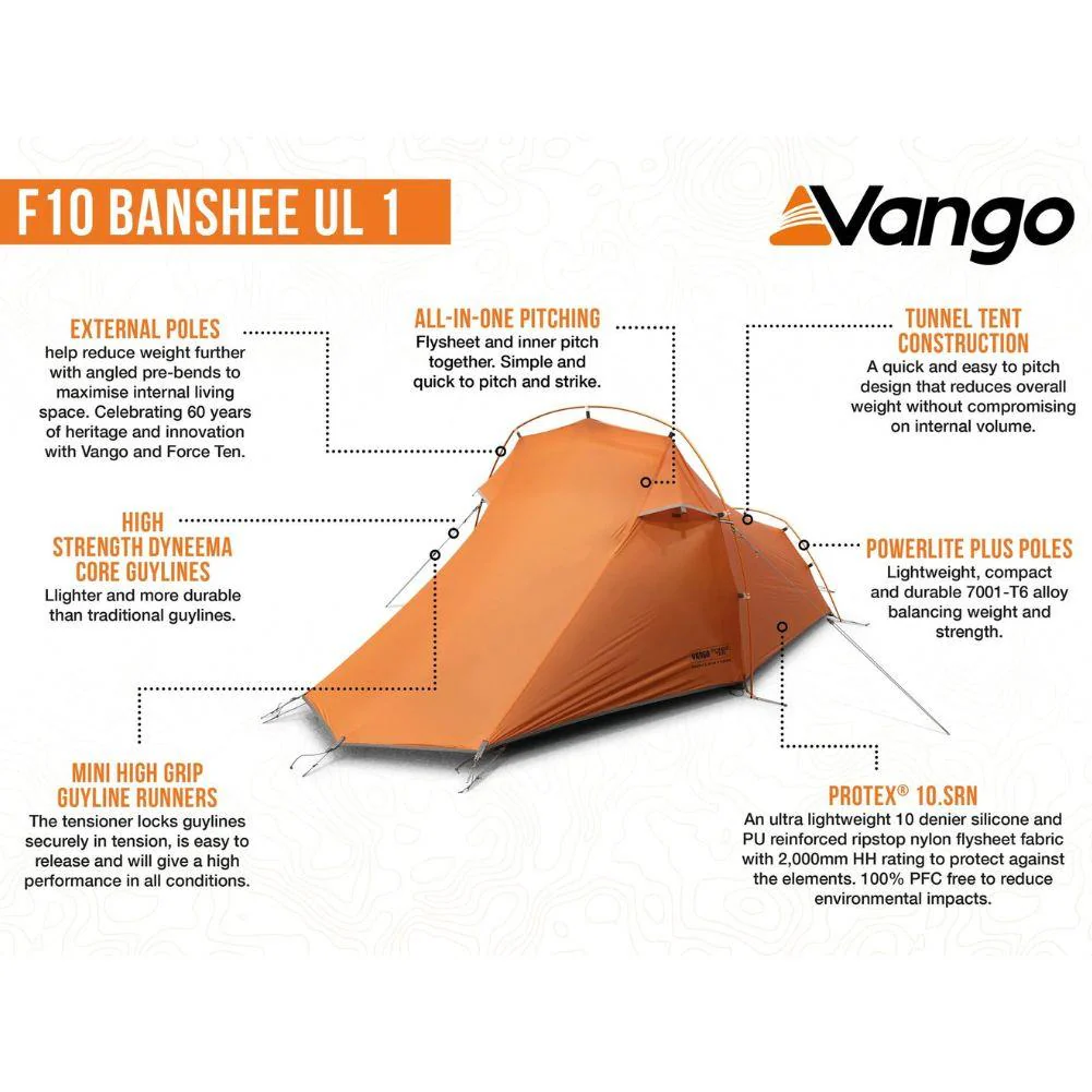 Force Ten (F10) Banshee UL1 - 1 Man Tent (Burnt Orange) - Image 3