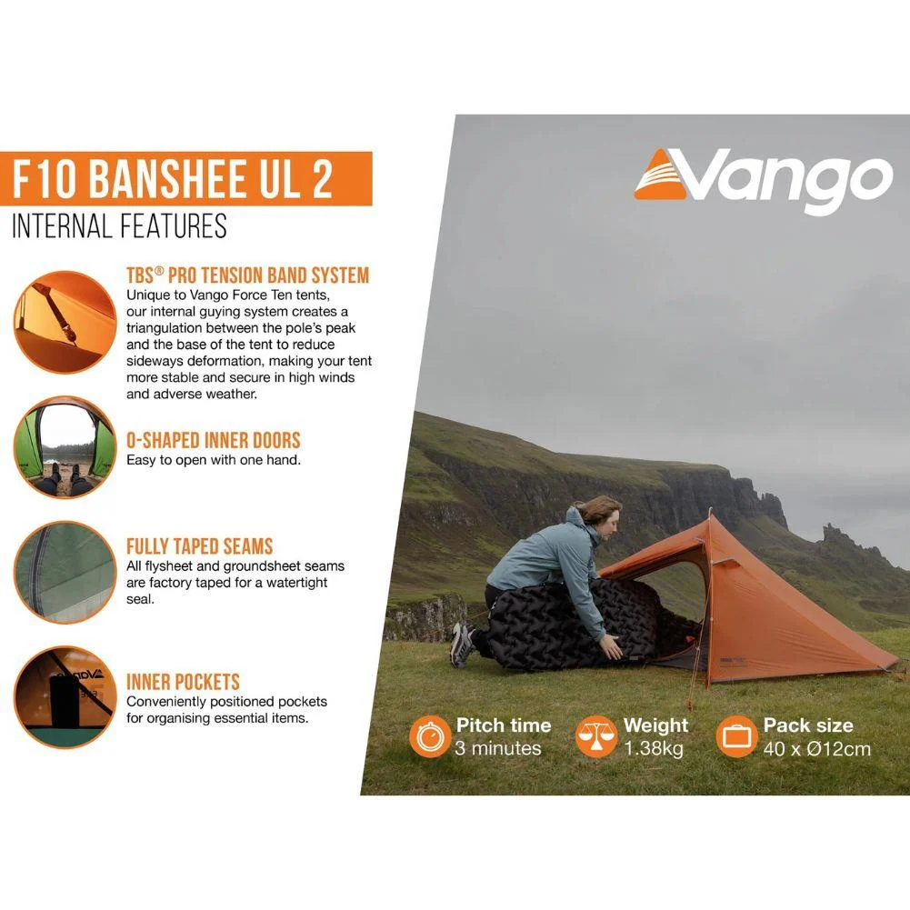 Force Ten (F10) Banshee UL2 - 2 Man Tent (Burnt Orange) - Image 3
