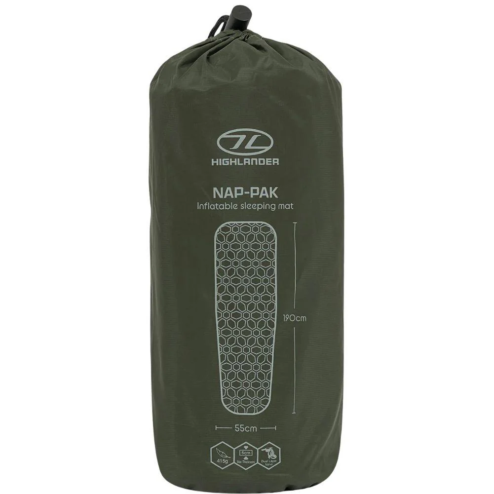 Highlander Nap-Pak Inflatable Sleeping Mat (Olive Green) - Image 4