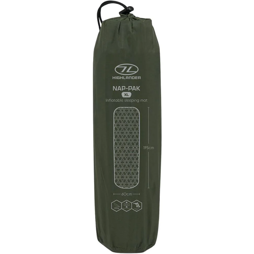 Highlander Nap-Pak Inflatable Sleeping Mat - XL (Olive Green) - Image 3