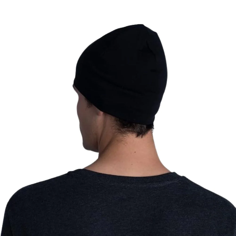 Buff Merino Midweight Beanie Hat (Solid Black) - Image 3
