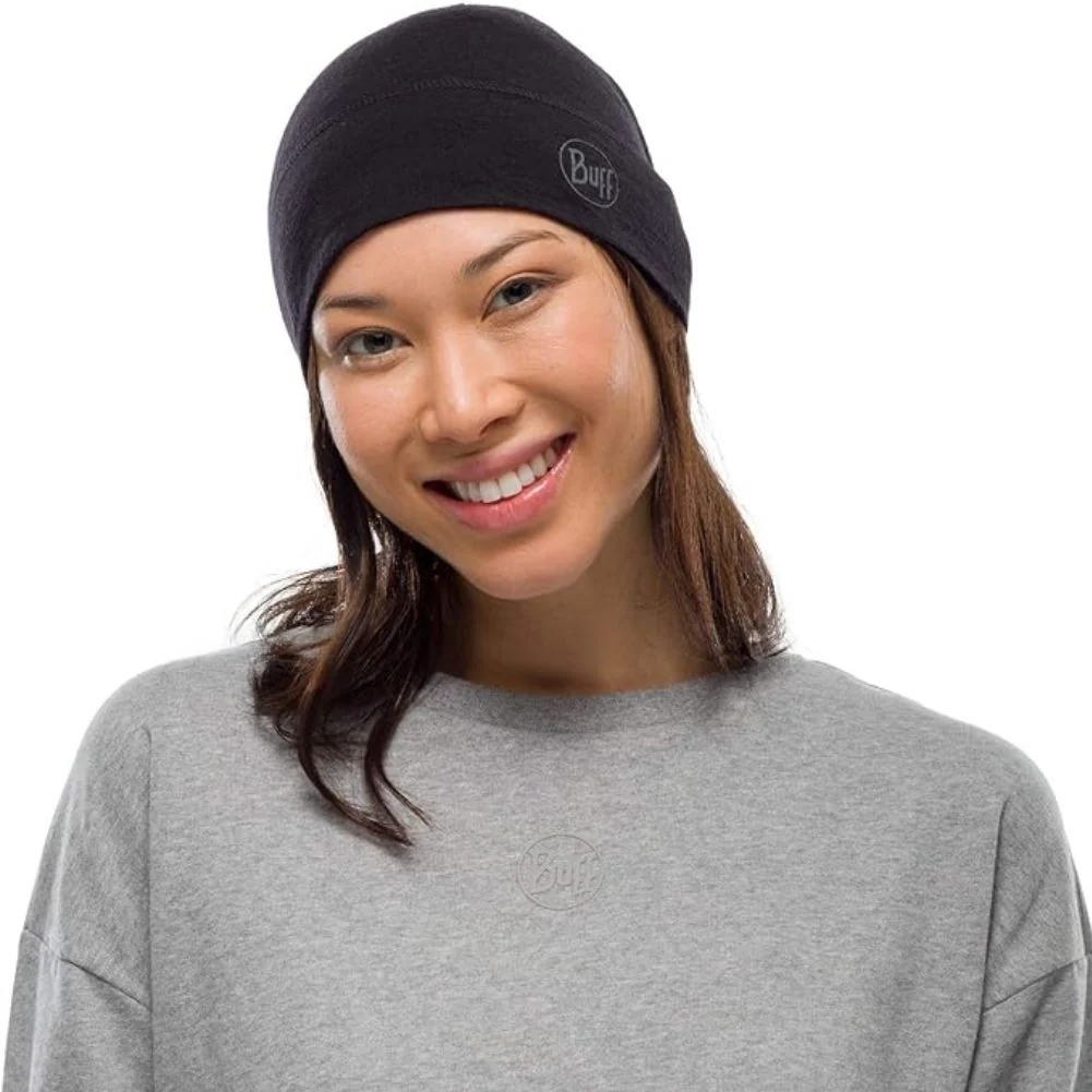Buff Merino Midweight Beanie Hat (Solid Black) - Image 4