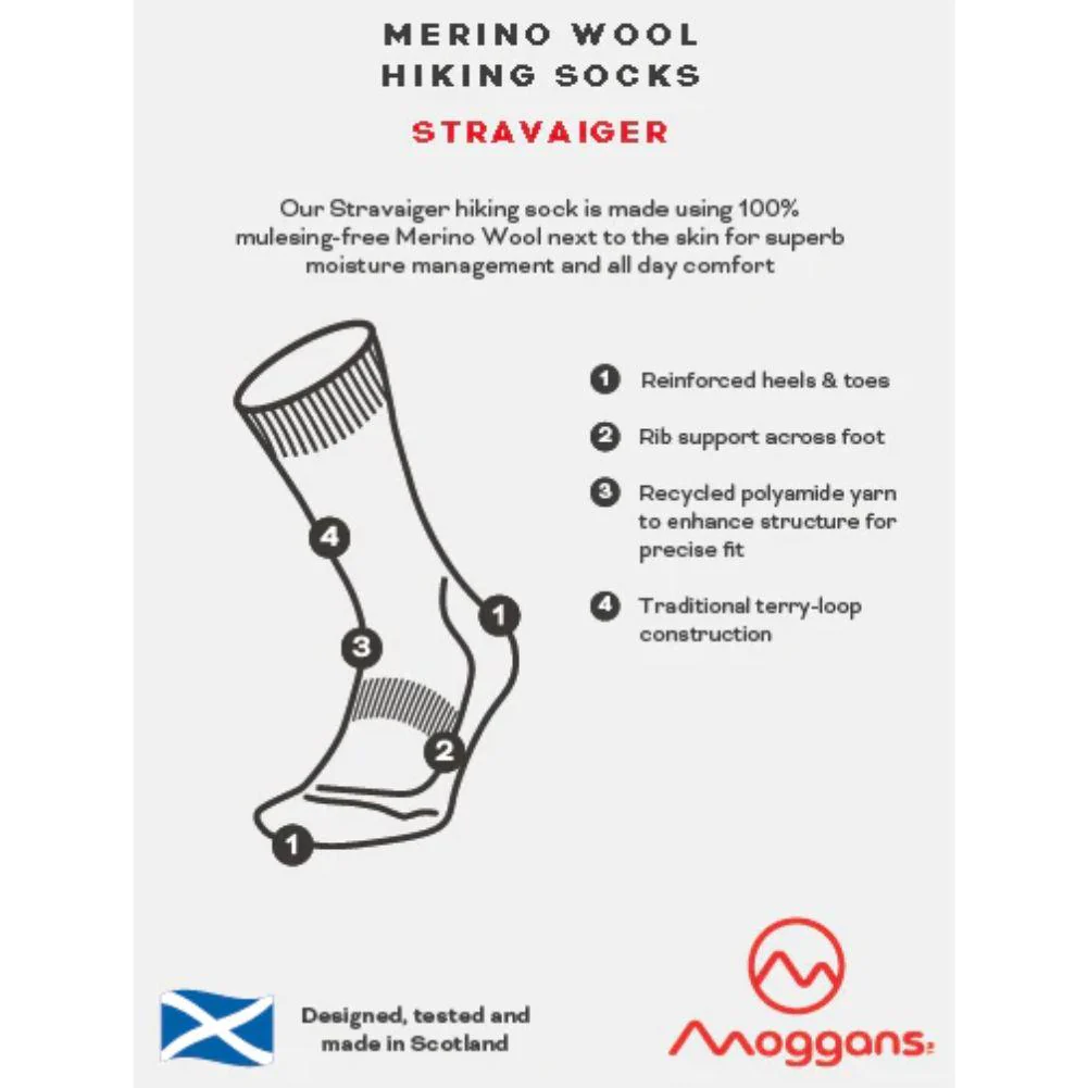 Moggans Hiking Full Cushion Merino Crew Socks (Navy Blue) - Image 2