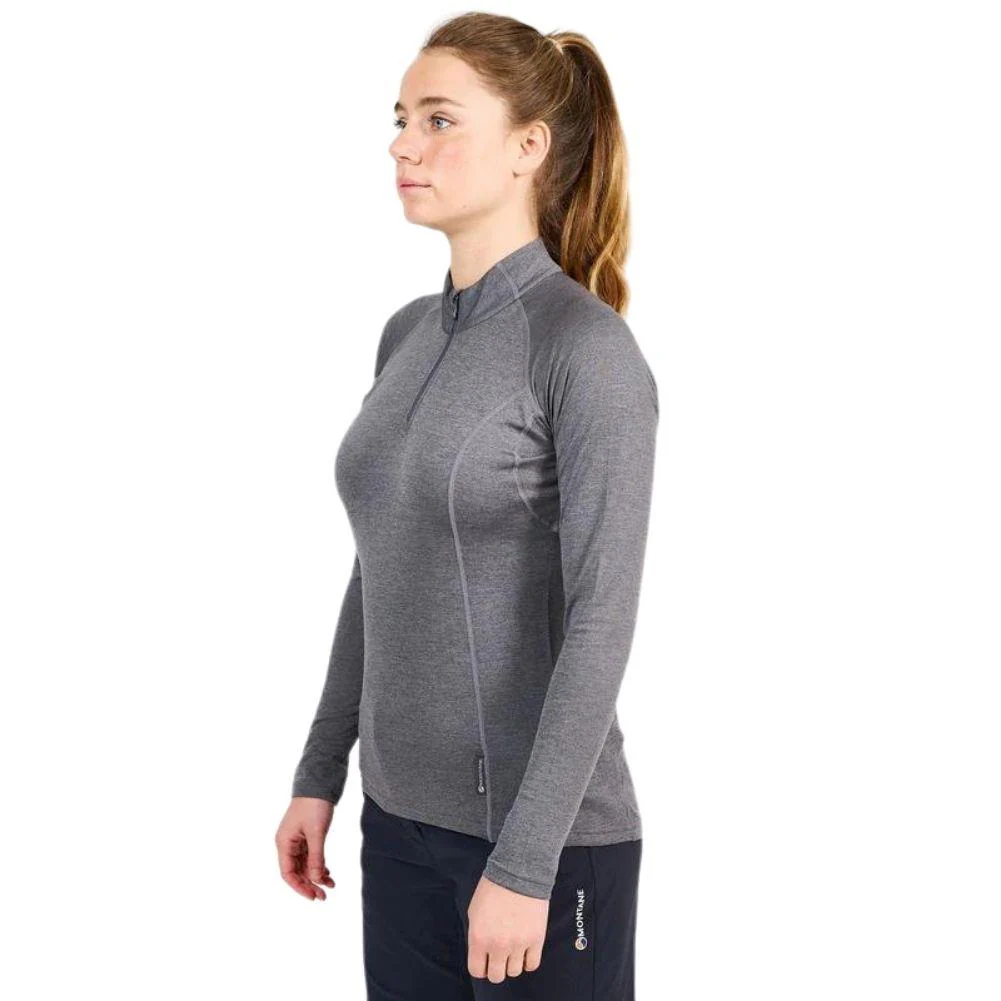 Montane Women's Dart Zip Neck LS Base Layer Top (Nordic Grey) - Image 4