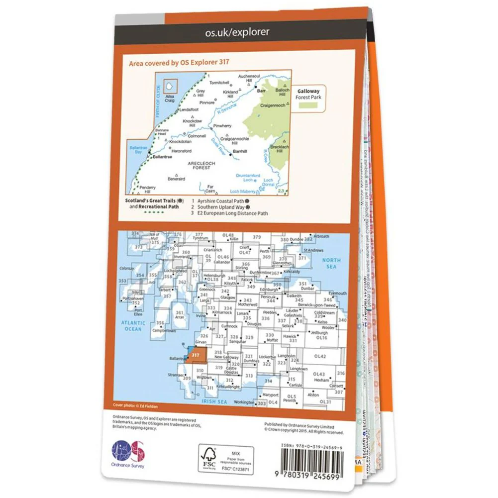 Ordnance Survey Explorer 317 Map of Ballantrae, Barr & Barrhill - Image 3