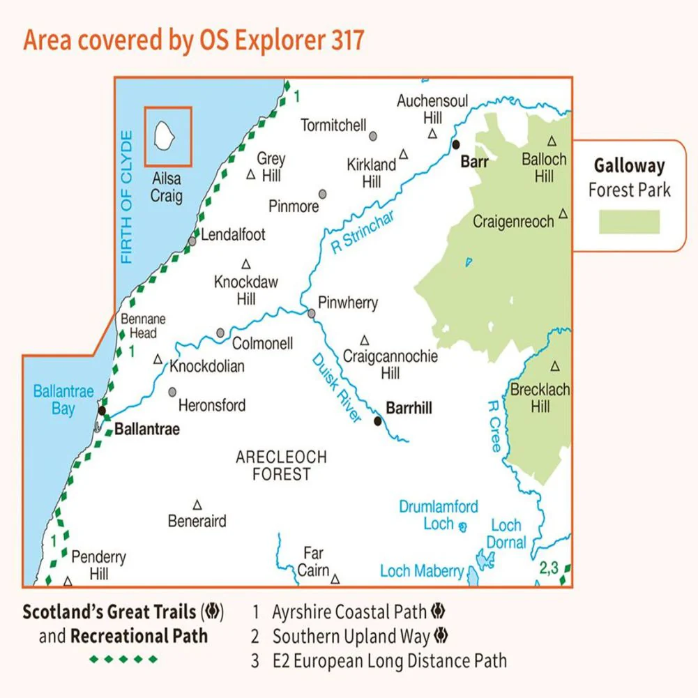 Ordnance Survey Explorer 317 Map of Ballantrae, Barr & Barrhill - Image 4