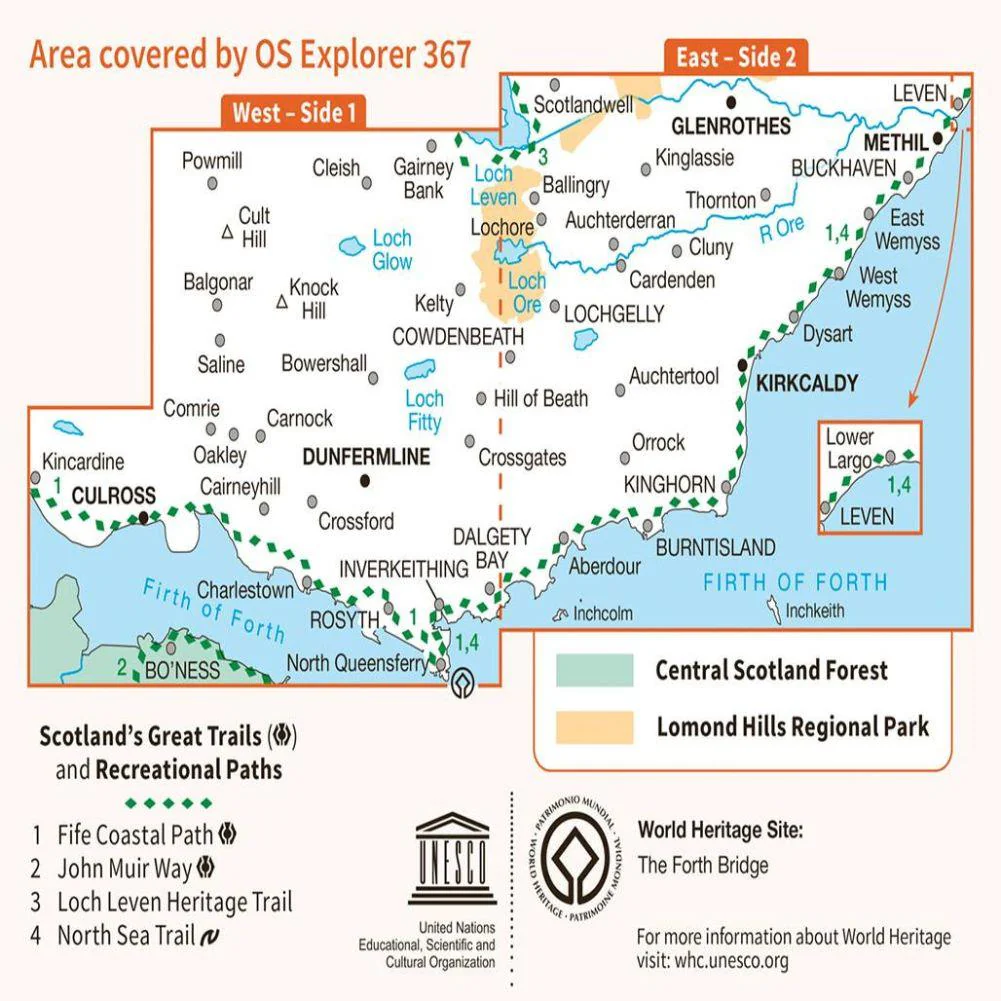 Ordnance Survey Explorer Map 367 Dunfermline, Kirkcaldy & Glenrothes South - Image 4