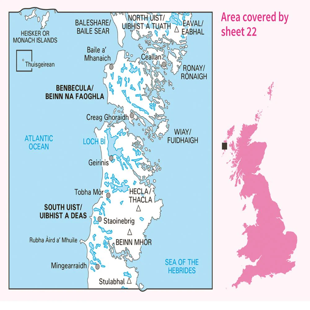 Ordnance Survey Landranger Map 22 Benbecula & South Uist - Image 4
