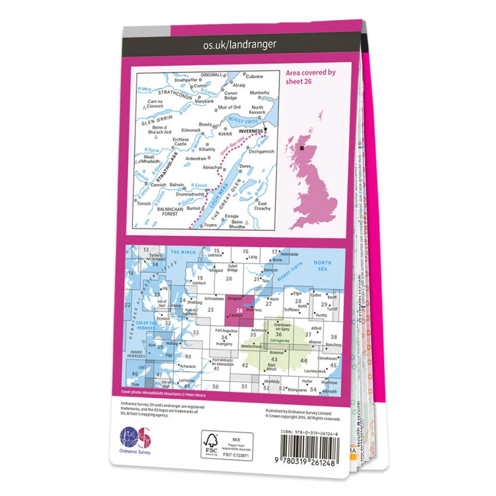 Ordnance Survey Landranger Map 26 Inverness & Loch Ness - Image 3