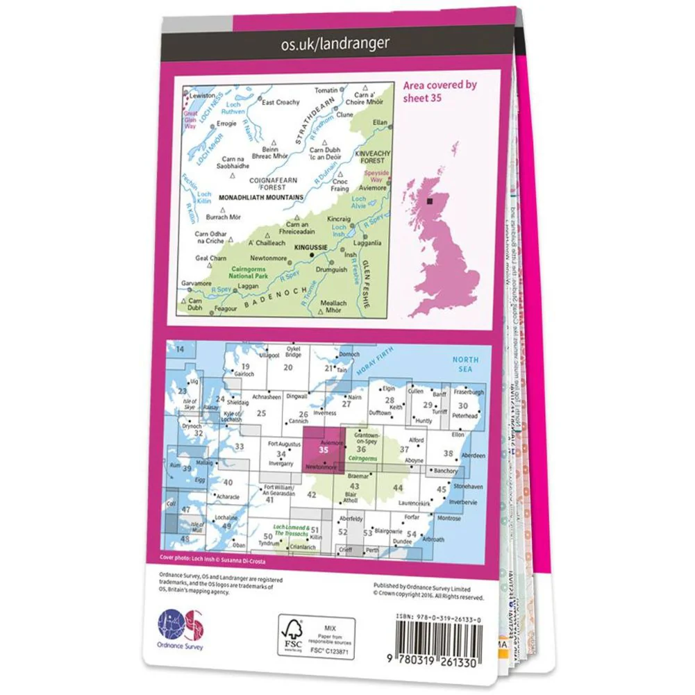 Ordnance Survey Landranger Map 35 Kingussie & Monadhliath Mountains - Image 3