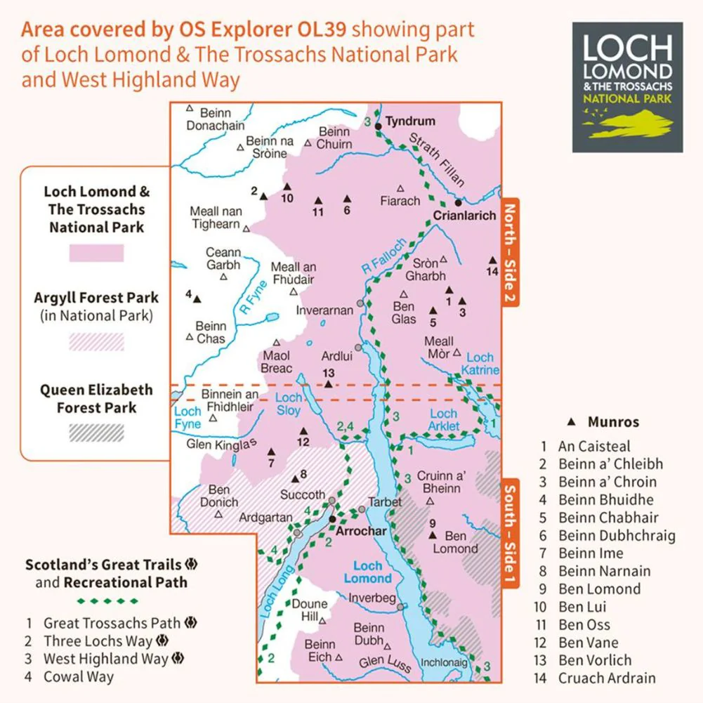 Ordnance Survey Explorer Map OL 39 Loch Lomond North - Image 4