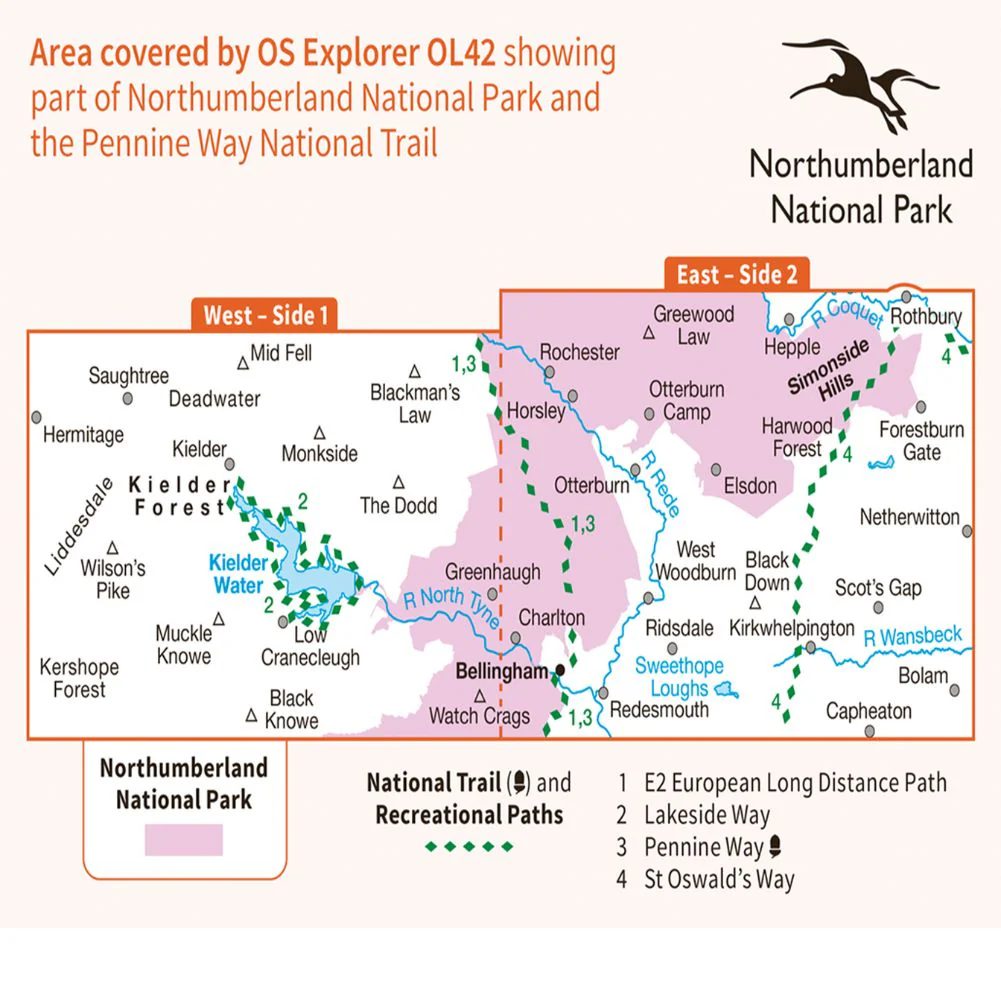 Ordnance Survey Map OL 42 Kielder Water & Forest - Image 3