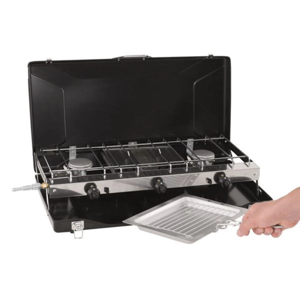 Outwell Appetizer Trio Double Burner Gas Stove With Grill - Image 2