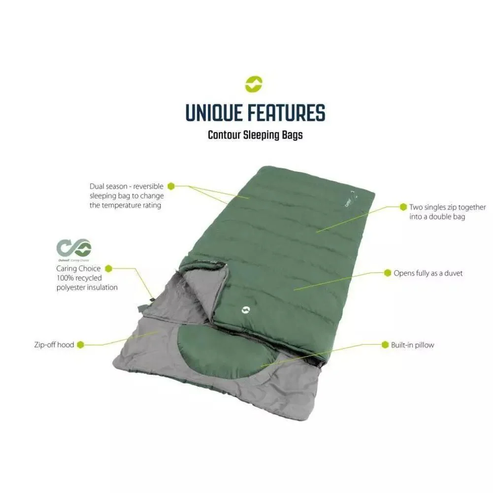 Outwell Contour Lux Sleeping Bag - Right Zip (Deep Blue) - Image 2