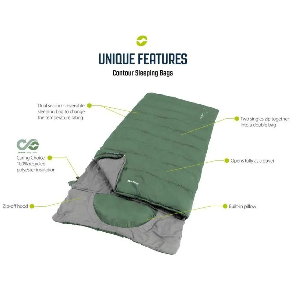 Outwell Contour Sleeping Bag - Right Zip (Midnight Black) - Image 2