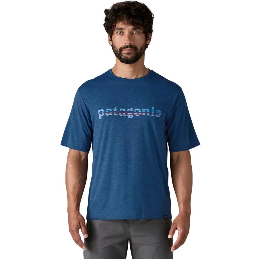 Patagonia Men's Capilene Cool Daily Graphic Shirt ('73 Text Logo: Clement Blue X-Dye) - Image 2