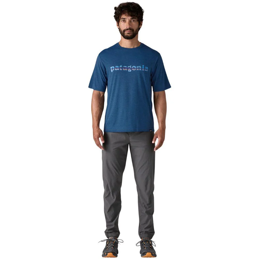 Patagonia Men's Capilene Cool Daily Graphic Shirt ('73 Text Logo: Clement Blue X-Dye) - Image 4