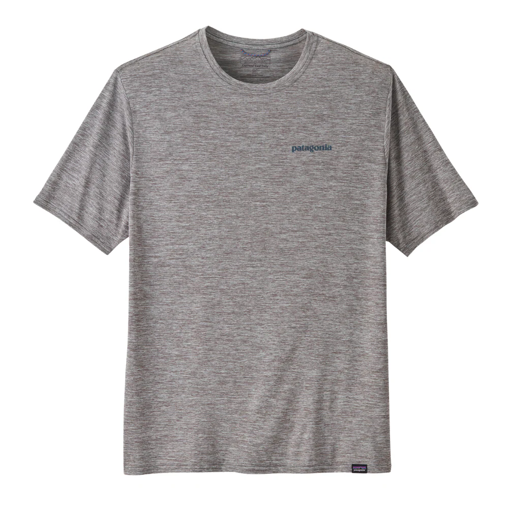 Patagonia Men's Capilene Cool Daily Graphic Shirt - Waters (Boardshort Logo Abalone Blue: Feather Grey)