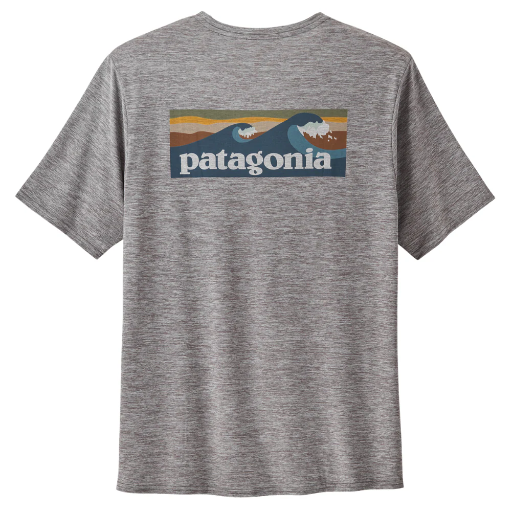 Patagonia Men's Capilene Cool Daily Graphic Shirt - Waters (Boardshort Logo Abalone Blue: Feather Grey) - Image 2