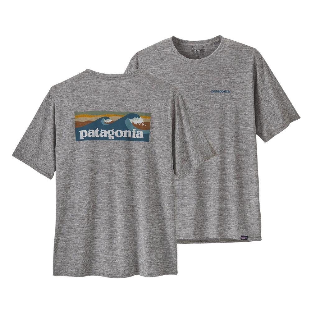 Patagonia Men's Capilene Cool Daily Graphic Shirt - Waters (Boardshort Logo Abalone Blue: Feather Grey) - Image 3