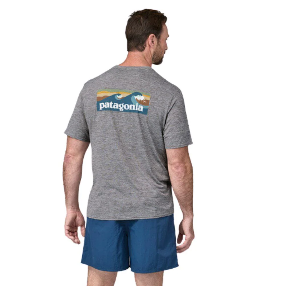 Patagonia Men's Capilene Cool Daily Graphic Shirt - Waters (Boardshort Logo Abalone Blue: Feather Grey) - Image 5