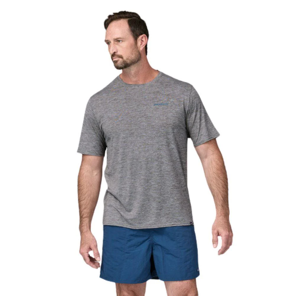 Patagonia Men's Capilene Cool Daily Graphic Shirt - Waters (Boardshort Logo Abalone Blue: Feather Grey) - Image 7
