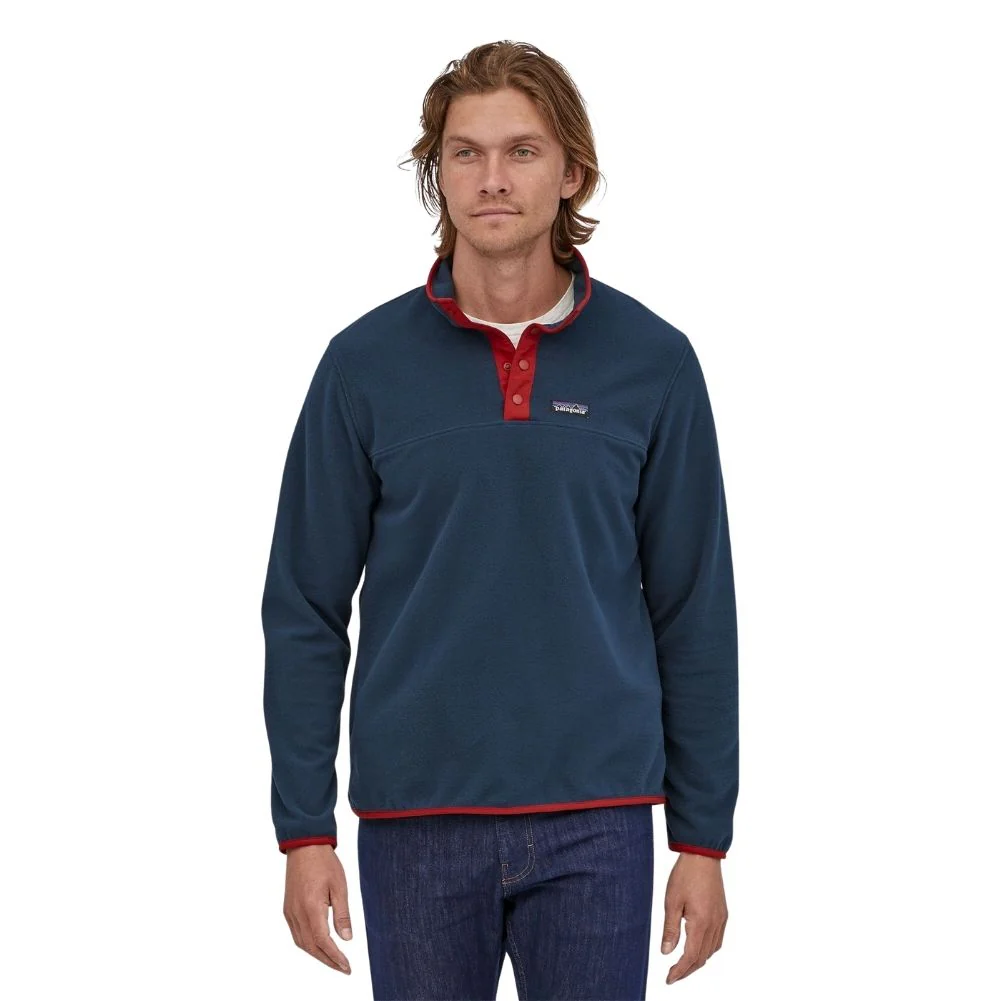 Patagonia Men's Micro D Snap-T Fleece Pullover (New Navy w/Classic Red) - Image 4