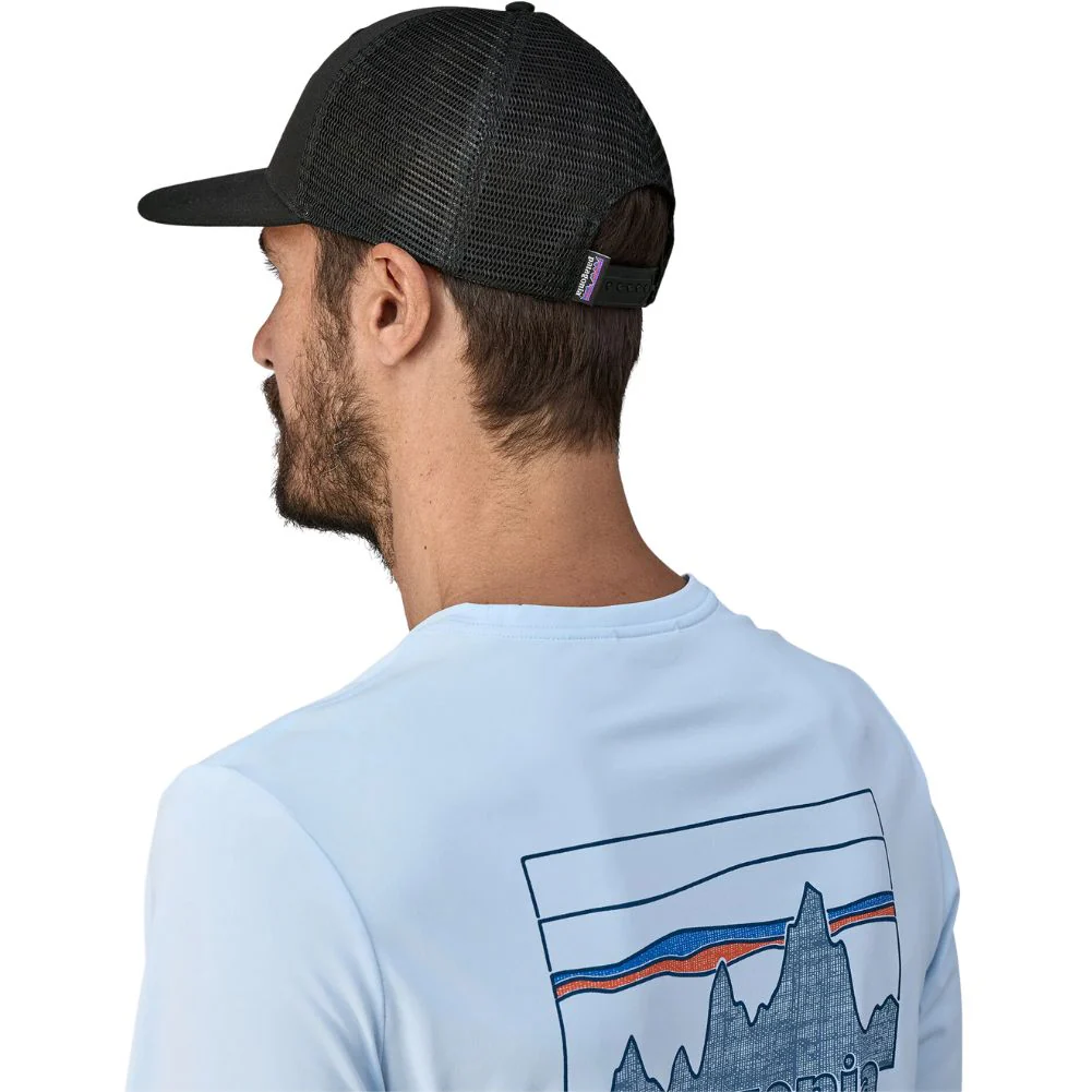 Patagonia P-6 Logo Trucker Hat (Black) - Image 4