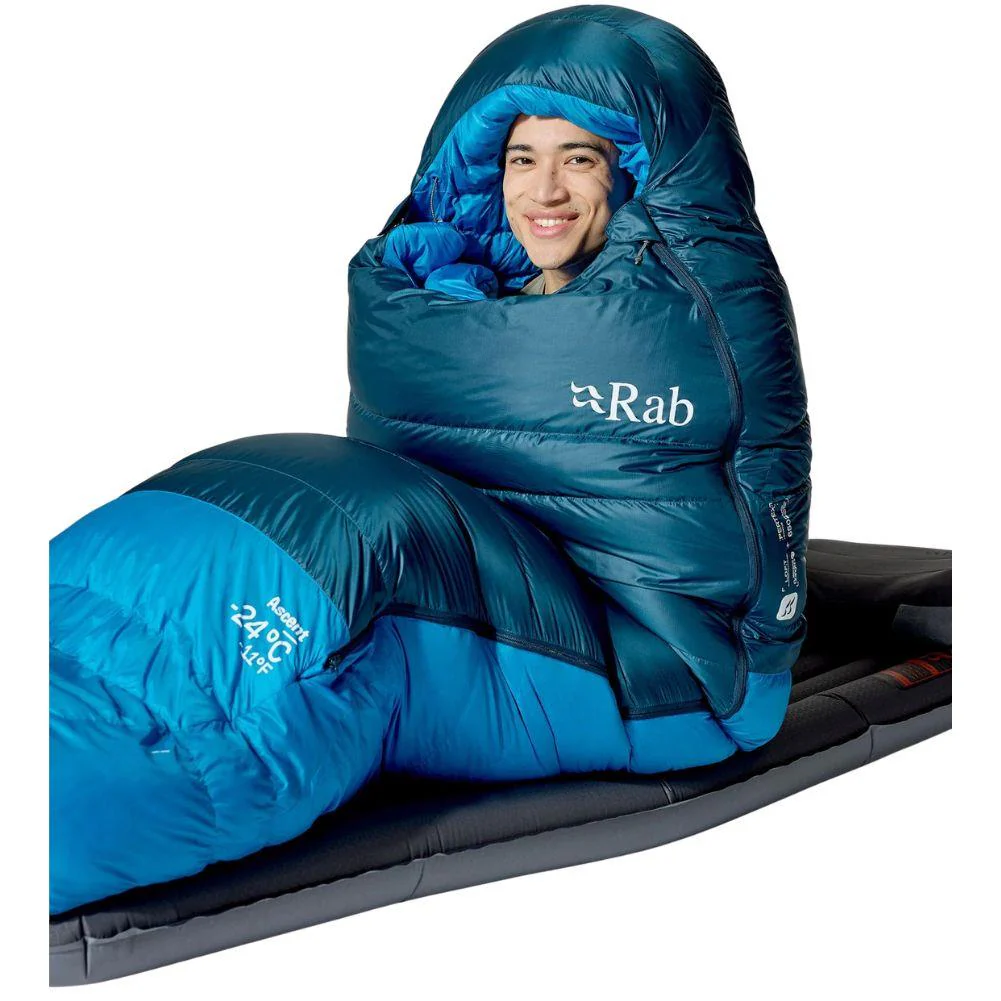 Rab Ascent Down Sleeping Bag (-18°C) - Regular - Left Zip (Tempest Blue/Maya Blue) - Image 3