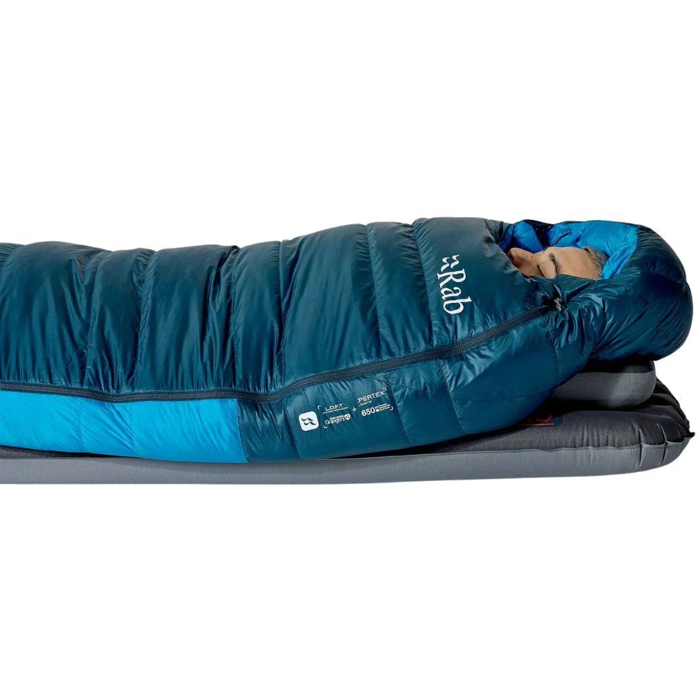 Rab Ascent Down Sleeping Bag (-18°C) - Regular - Left Zip (Tempest Blue/Maya Blue) - Image 4