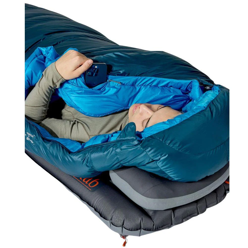 Rab Ascent Down Sleeping Bag (-18°C) - Regular - Left Zip (Tempest Blue/Maya Blue) - Image 5