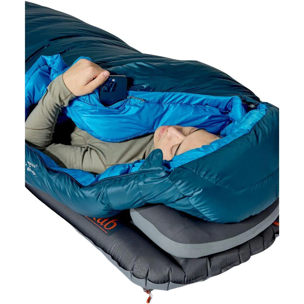 Rab Ascent Down Sleeping Bag (-24°C) - Regular - Left Zip (Tempest Blue/Maya Blue) - Image 10