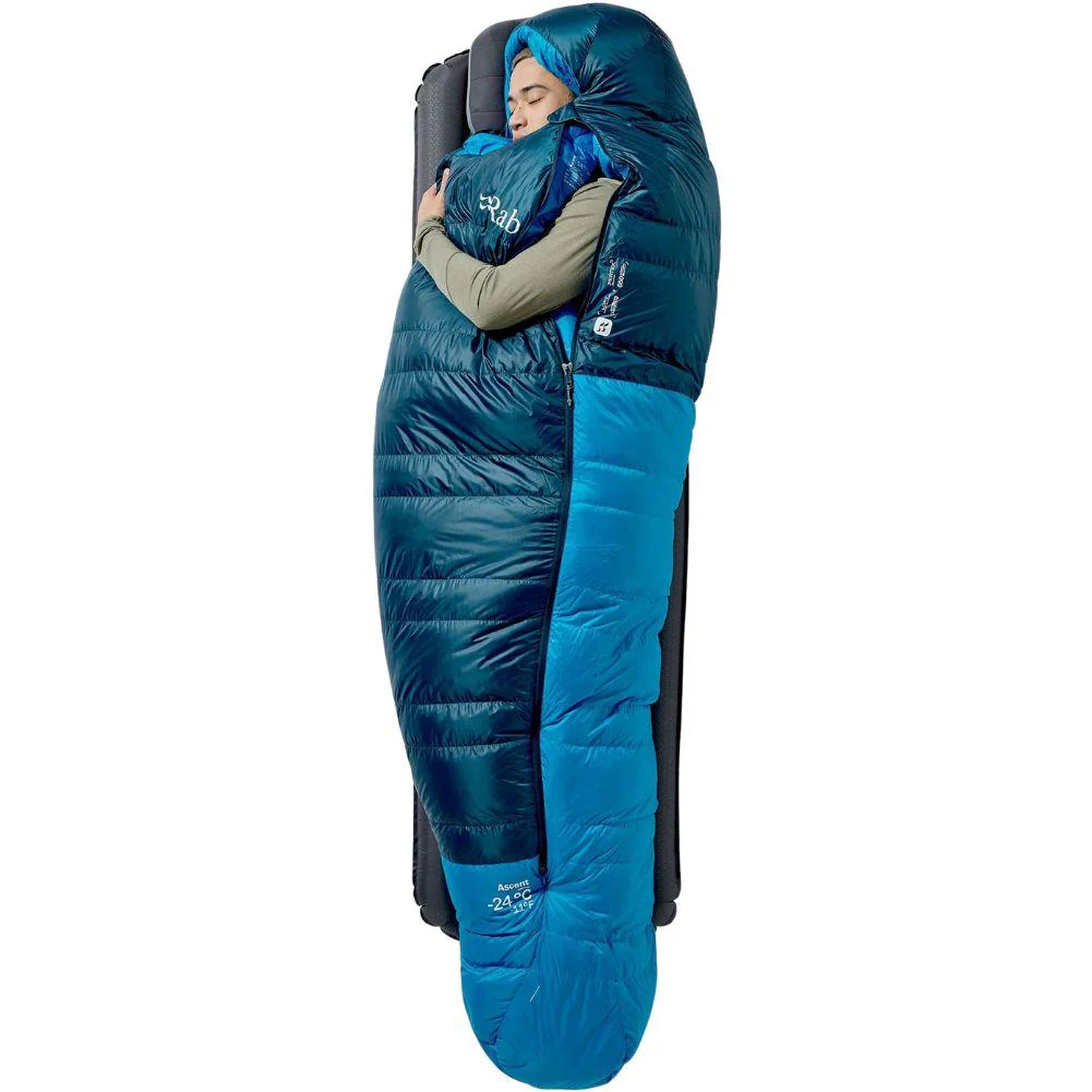 Rab Ascent Down Sleeping Bag (-24°C) - Regular - Left Zip (Tempest Blue/Maya Blue) - Image 6