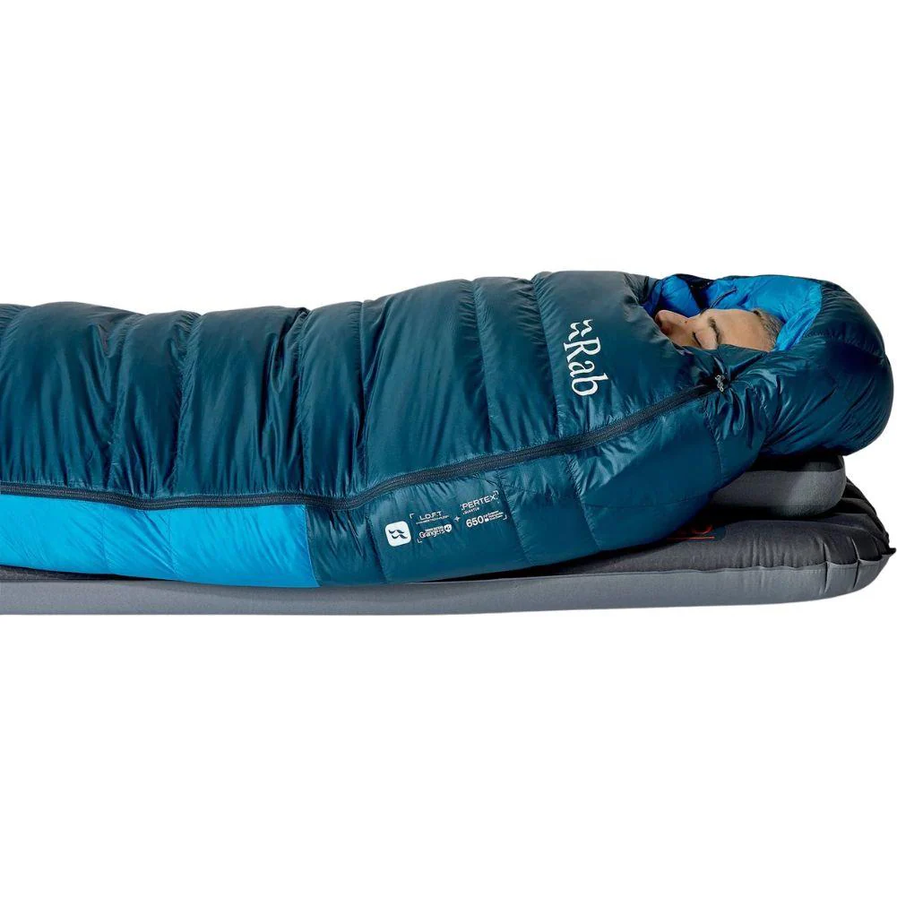 Rab Ascent Down Sleeping Bag (-24°C) - Regular - Left Zip (Tempest Blue/Maya Blue) - Image 7
