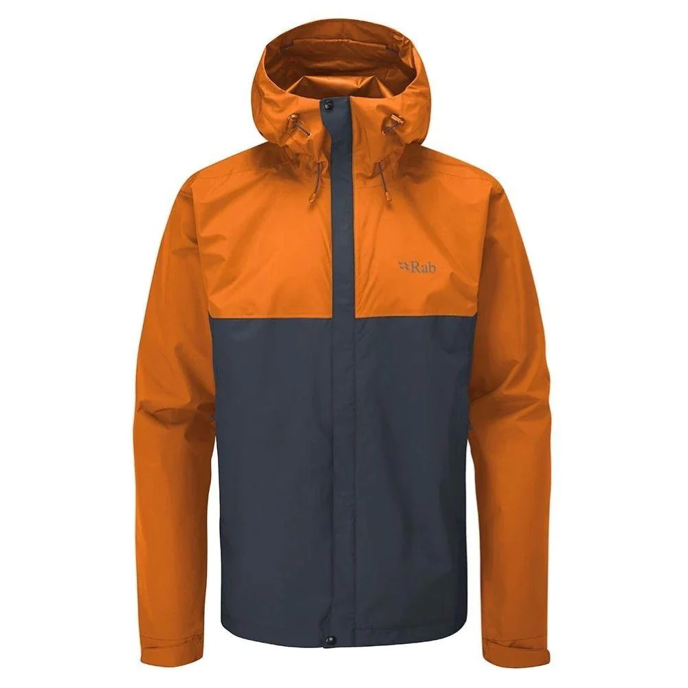 RAB Men's Downpour Eco Waterproof Jacket (Marmalade/Beluga)