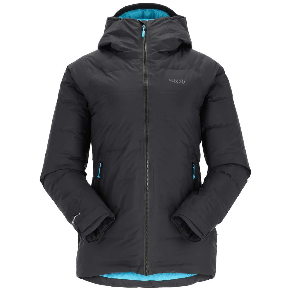 Rab Women's Valiance Waterproof Down Jacket (Black/Aquamarine)