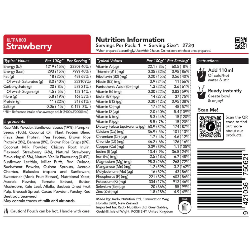 Radix Nutrition Ultra Breakfast v9.0 - 800Kcal (Strawberry) - Image 3
