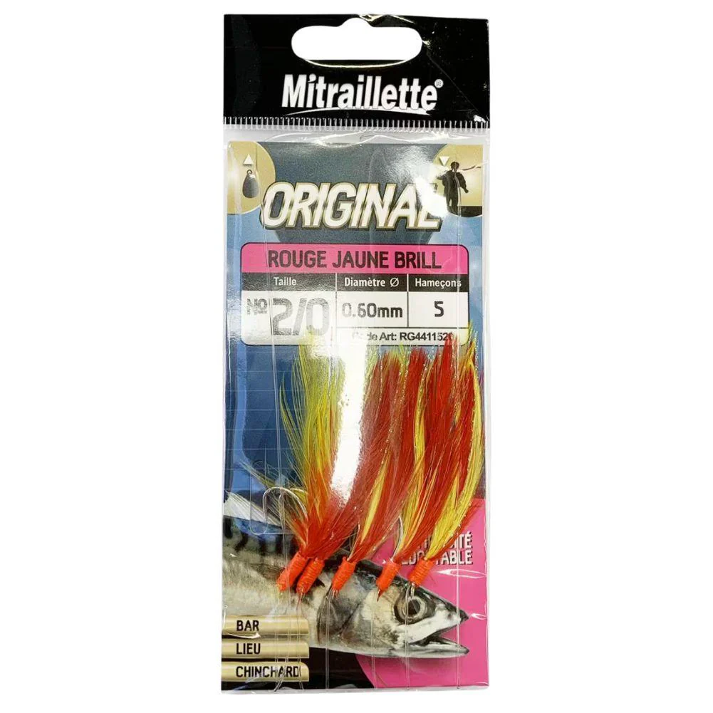 Ragot Mitraillette Original 2/0 Fishing Feather (Red Bright/Yellow) - Image 2