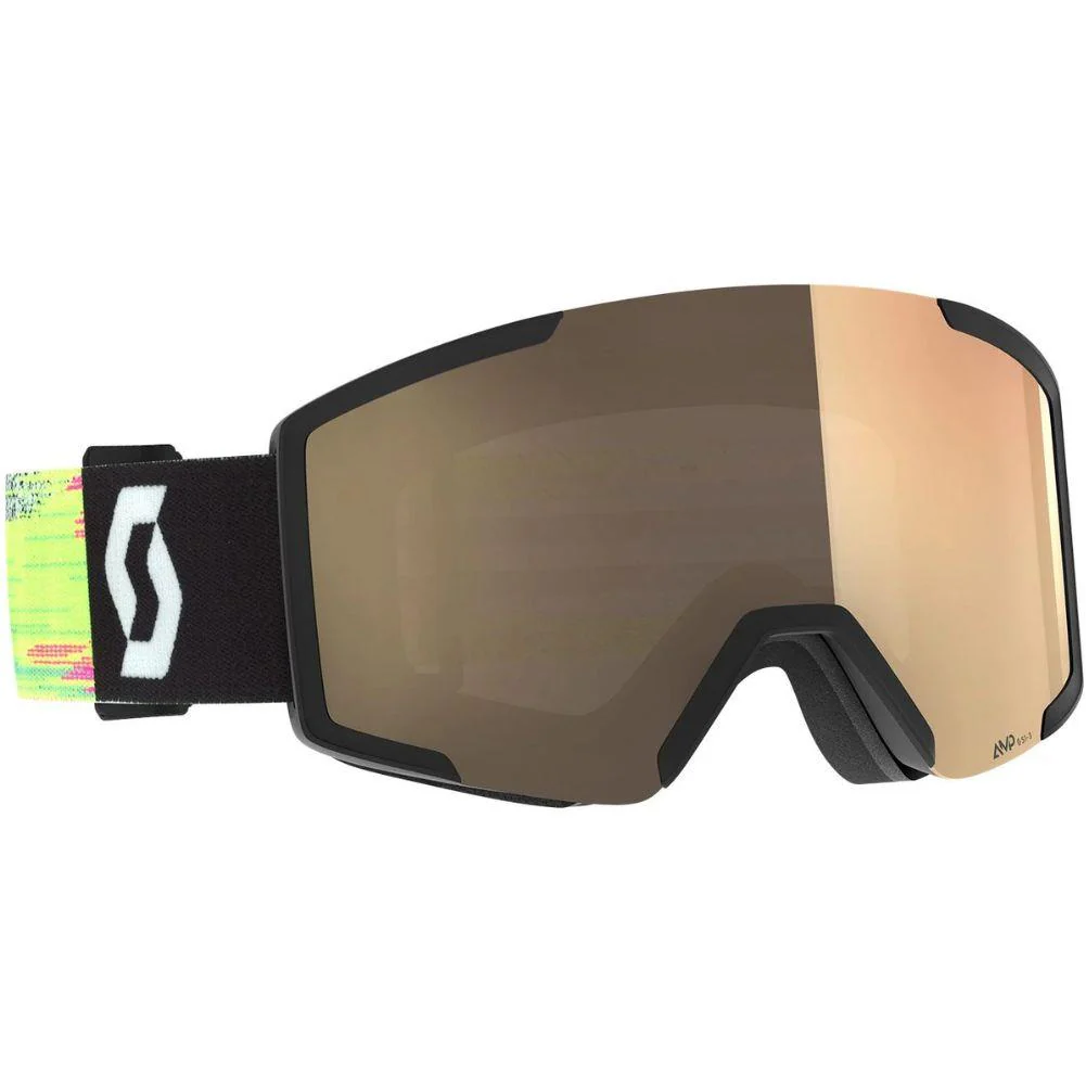 SCOTT Shield Light Sensitive Snow Sports Goggle (Black/Neon Yellow/AMP LS Bronze Chrome S1-3)
