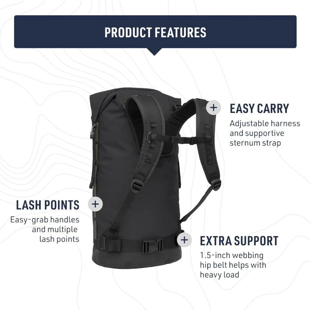 Sea to Summit Big River Dry 50L Backpack (Jet Black) - Image 3
