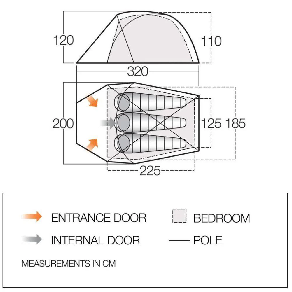Vango Apex Geo 300 Tent - 3 Man Semi-Geodesic Trekking Tent (Pamir Green) - Image 2
