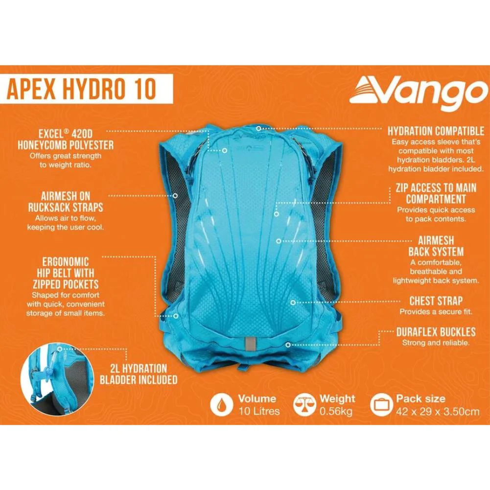 Vango Apex Hydro 10L Rucksack (Atom Blue) - Image 2