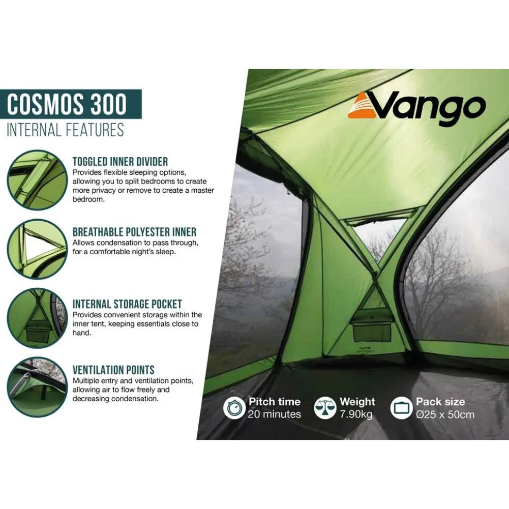 Vango Cosmos 300 Tent - 3-Man Tent (Pamir Green) - Image 18