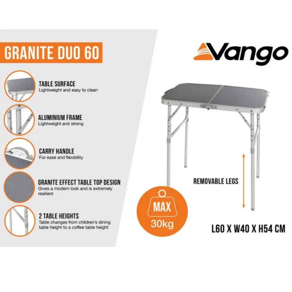 Vango Granite Duo 60 Foldable Camping Table - Image 3