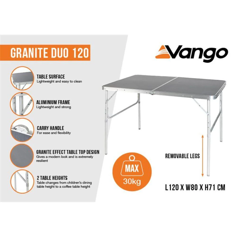 Vango Granite Duo 120cm Camping Table (Excalibur) - Image 4